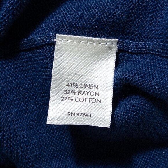 J.Jill‎ Linen Blend Open Front Cardigan Blue Open Front 3/4 Sleeve Sz S - Picture 9 of 10